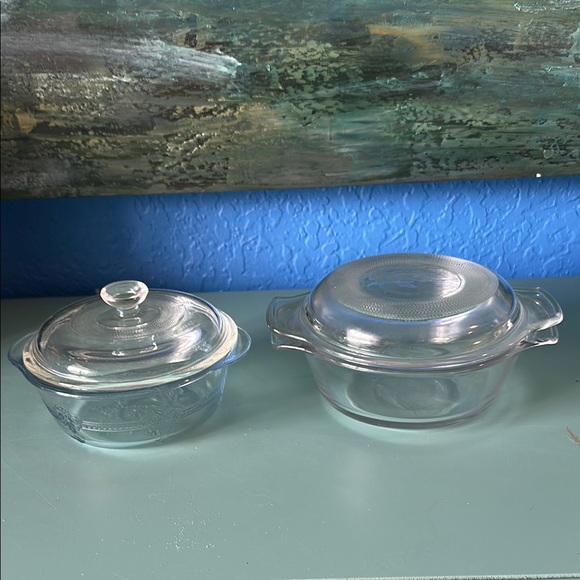 #Vintage 1 Fire King 1 Unnamed Glass Cookware Set with Lids - Picture 1 of 3